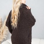 Sweter boucle z golfem oversize Czekoladowy – Dalirrae 4