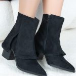 Botki na słupku ze strzępieniami Czarne - Belivane 4