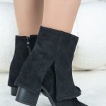 Botki na słupku ze strzępieniami Czarne - Belivane 1