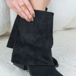 Botki z zawiniętą nogawką Czarny - Ysolenne 6