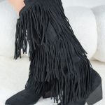 Kowbojskie kozaki z frędzlami Czarne - Corvielle 3