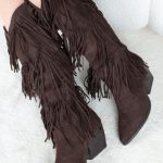 Kowbojskie kozaki z frędzlami Czekoladowe - Corvielle 5