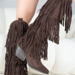 Kowbojskie kozaki z frędzlami Czekoladowe - Corvielle