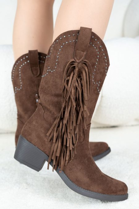 Kowbojki z frędzlami Czekoladowe - Lorivanne 1