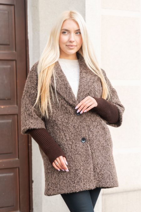 Płaszcz boucle oversize Czekoladowy – Boulyra 1