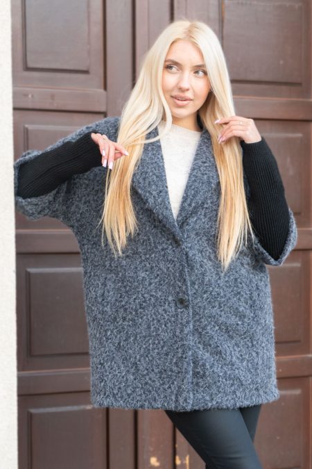 Płaszcz boucle oversize Grafitowy – Boulyra 1
