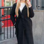 Klasyczny płaszcz z wiązaniem Czarny – Elvarisse 4