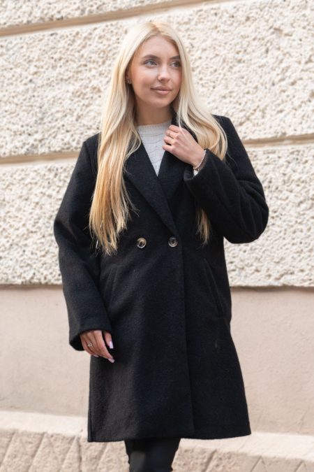 Płaszcz flauszowy damski Czarny – Flaurene 1