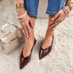 Czółenka zapinane na kostce Czekoladowe – Anvera 2