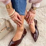 Czółenka zapinane na kostce Czekoladowe – Anvera 1