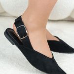 Czółenka zapinane na kostce zamszowe Czarny – Anvela 3