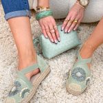 Espadryle boho z haftem Pistacjowe – Boho Morning 1