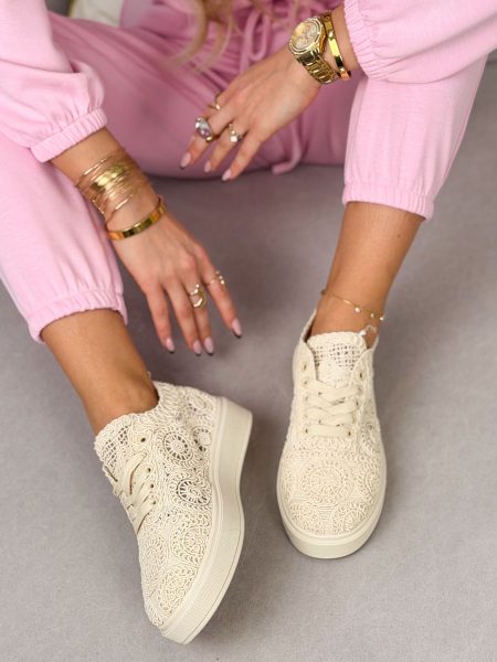 Sneakersy koronkowe Beżowe – Urban Lace 1
