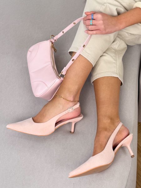 Czółenka z odkrytą piętą na kaczuszce Różowe – Soft Curve 1