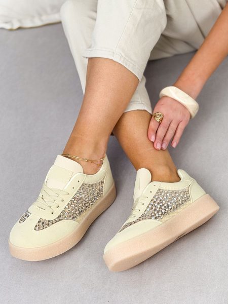 Sneakersy z siateczką cyrkonii Bananowe – Sparkle Move 1