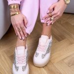 Sneakersy z siateczką cyrkonii Pudrowe – Sparkle Move 4