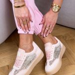 Sneakersy z siateczką cyrkonii Pudrowe – Sparkle Move 3