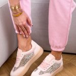 Sneakersy z siateczką cyrkonii Pudrowe – Sparkle Move 2