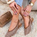 Czółenka plecione z odkrytą piętą Czekoladowe – Open Weave 3