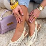 Czółenka plecione z odkrytą piętą Bananowe – Open Weave 3