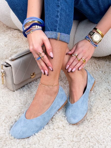 Klasyczne balerinki eko zamsz Błękitne – Timeless Soft 1