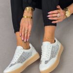 Sneakersy z siateczką cyrkonii Białe – Sparkle Move 1