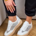 Sneakersy z siateczką cyrkonii Białe – Sparkle Move 2