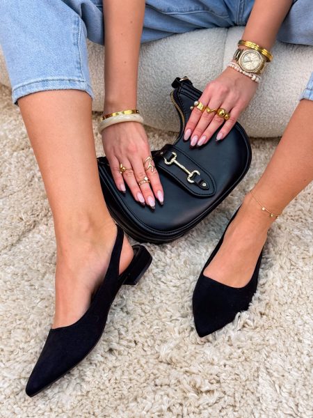 Czółenka z odkrytą piętą w szpic Czarne – Pointed Freedom 1