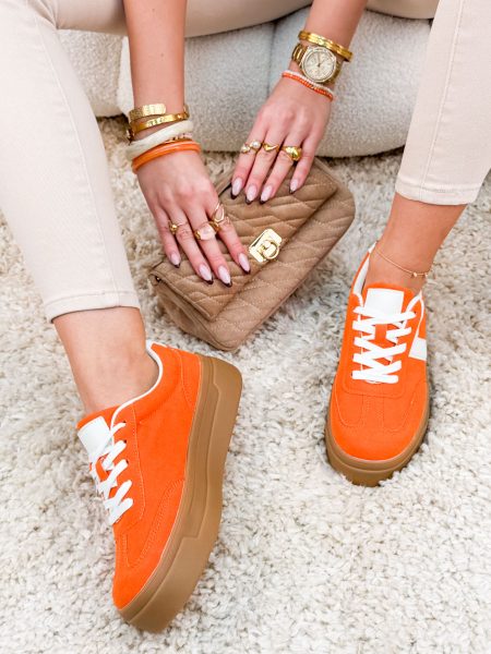Sneakersy na słoninkowej podeszwie Pomarańczowe – Creamy Step 1