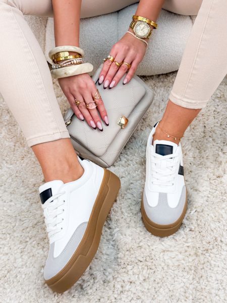 Sneakersy na słoninkowej podeszwie Białe – Creamy Step 1