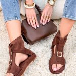 Sandały z wysoką cholewką Czekoladowe – High Summer 1