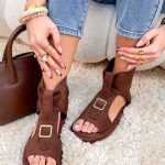 Sandały z wysoką cholewką Czekoladowe – High Summer 4