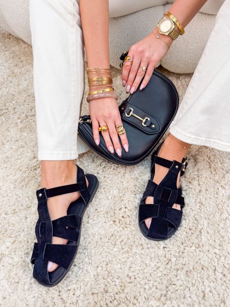 Sandały płaskie rzymianki Czarne – Roman Day 1