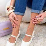 Balerinki z paskiem z eko skóry Beżowe – Simple Bond 3