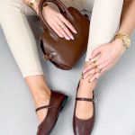 Balerinki z paskiem z eko skóry Czekoladowe – Simple Bond 1