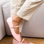 Balerinki z paskiem z eko skóry Pudrowe – Simple Bond 4