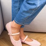 Balerinki siateczkowe z paskiem Pudrowe – Light As Air 3