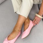 Balerinki plecione z eko skóry Pudrowe – Woven Calm 1