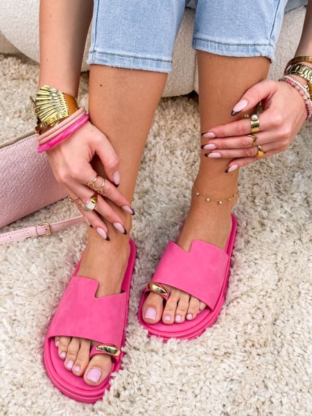 Klapki na jeden palec zamszowe Różowe – Soft Touch 1