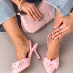 Czółenka na obcasie z kokardką Różowe – Ribbon Affair 1