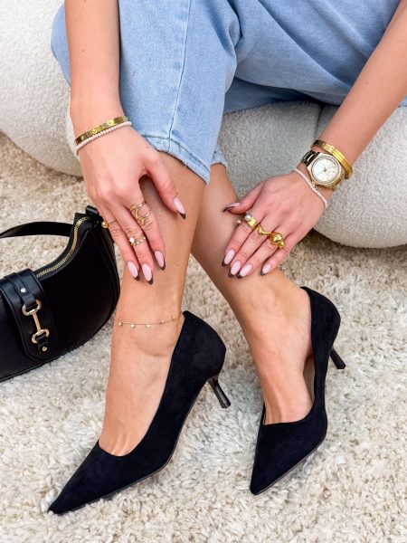 Czółenka na niskiej kaczuszce Czarne – Quiet Chic 1