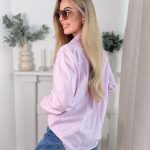 Koszula w paski z haftowanymi serduszkami Różowy – Heartstripe 3