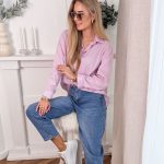 Koszula w paski z haftowanymi serduszkami Różowy – Heartstripe 1