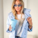 Kurtka pikowana ze stójką na napy Błękitny – Quiltessa 4