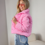 Kurtka pikowana ze stójką na napy Różowy – Quiltessa 5