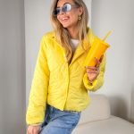 Kurtka pikowana ze stójką na napy Żółty – Quiltessa 1