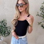 Bluzka na szerokich ramiączkach z dekoltem Czarny – Wide Muse 1