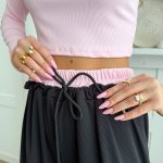 Komplet prążkowany bluzka i spodnie Pudrowy – Ribelle Set 6