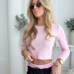 Komplet prążkowany bluzka i spodnie Pudrowy – Ribelle Set 3