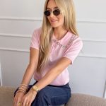 Bluzka dzianinowa z cyrkoniami Różowy – Rhinella 3